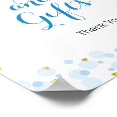 金ゴールドムーンブルーの水色カードとギフトサイン ポスター (角)