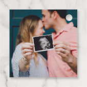 金ゴールドムーン星青い写真あなた感謝していの赤ちゃんシャワー フェイバータグ (裏面)