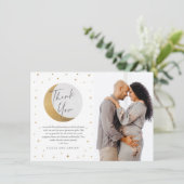 金ゴールドムーン&スターズフォトベビーシャワーサンキューカード サンキューカード (スタンド正面)