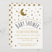 金ゴールドムーン&スターズベビーシャワー 招待状 (正面/裏面)