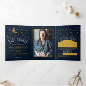 金ゴールドムーン&スターズミッドナイトブルーベビーシャワースイート 三つ折り招待状 (内部)