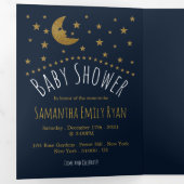 金ゴールドムーン&スターズミッドナイトブルーベビーシャワースイート 三つ折り招待状 (内部最初)