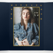 金ゴールドムーン&スターズミッドナイトブルーベビーシャワースイート 三つ折り招待状 (内部中)