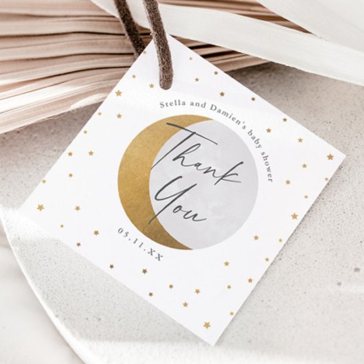 金ゴールドムーン&スターズ赤ちゃんシャワー フェイバータグ