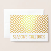 金ゴールドメアンダーのパターンの季節の挨拶 箔カード (封筒付き正面)