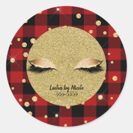 金ゴールドメイクアップアイラッシュホリデーレッドバッファロープレイド ラウンドシール