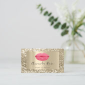 金ゴールドメイクアップアーティストピンクキスリップグリッター 予約カード (スタンド正面)