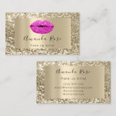 金ゴールドメイクアップアーティストレッドキスリップグリッター 予約カード (正面/裏面)