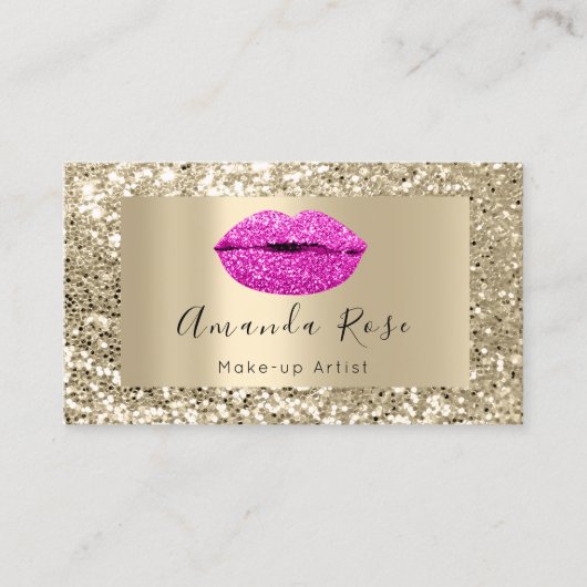 金ゴールドメイクアップアーティストレッドキスリップグリッター 予約カード (正面)