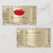 金ゴールドメイクアップアーティストレッドキスリップグリッター 予約カード (正面/裏面)