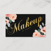 金ゴールドメイクアップアーティスト書道水彩フローラ 名刺 (正面)