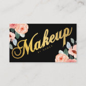 金ゴールドメイクアップアーティスト書道水彩フローラ 名刺 (正面)