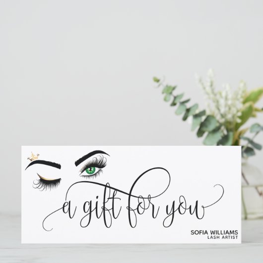 金ゴールドメイクアップウィンクアイブラウン美しいサロンギフトカード (スタンド正面)