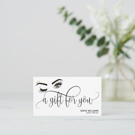 金ゴールドメイクアップウィンクアイブラウン美しいサロンギフトカード 名刺 (スタンド正面)