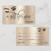 金ゴールドメイクアップウィンクアイ美しいサロンギフトカード 名刺 (正面/裏面)