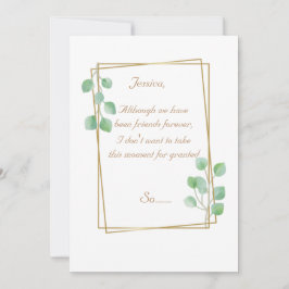 金ゴールドメイド・オブ・オーナー（花嫁付き添い人）又は花嫁プロポーザル・カード 招待状