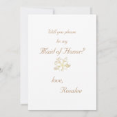 金ゴールドメイド・オブ・オーナー(花嫁付き添い人)又は花嫁プロポーザル・カード 招待状 (裏面)