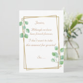 金ゴールドメイド・オブ・オーナー(花嫁付き添い人)又は花嫁プロポーザル・カード 招待状 (スタンド正面)