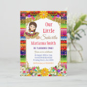 金ゴールドメカラフルキシコフローラガールフィエスタ誕生日 招待状 (スタンド正面)