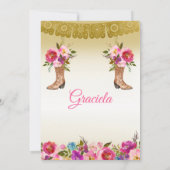 金ゴールドメキシコフラワーズフィエスタ誕生日ガール   招待状 (裏面)