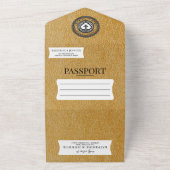 金ゴールドメキシコ結婚パスポート オールインワン招待状 (外側)