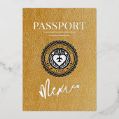 金ゴールドメキシコ結婚パスポート 箔招待状 (正面)