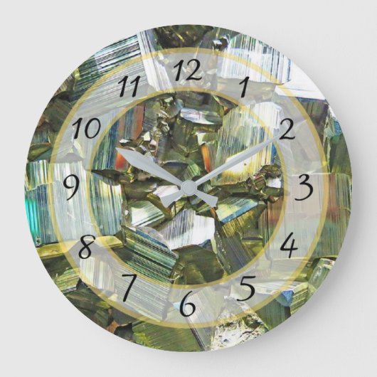 金ゴールドメタフェイクリックストーン宝石時計 ラージ壁時計 (正面)