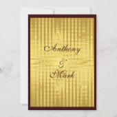 金ゴールドメタリックおよびブラウン結婚式招待状 招待状 (正面)