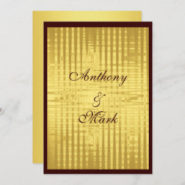 金ゴールドメタリックおよびブラウン結婚式招待状 招待状