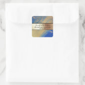 金ゴールドメタリックきらめくマーブルブルーモダンシック スクエアシール (バッグ)