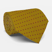 金ゴールドメタリックとマルーンの水玉模様パターン ネクタイ (ロール)