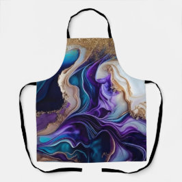 金ゴールドメタリックのアクセントティール（緑がかった色）と紫の渦巻き エプロン