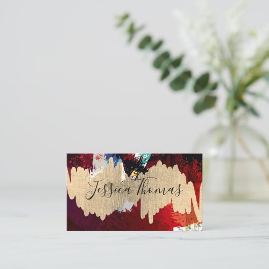 金ゴールドメタリックアートブラシ 名刺 (スタンド正面)