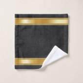 金ゴールドメタリックオンブラック バスタオルセット (ウォッシュタオル)