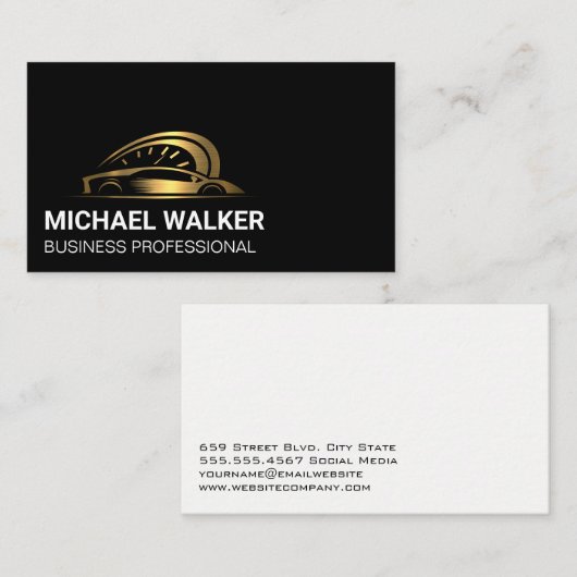 金ゴールドメタリックオートロゴ名刺 名刺 (正面/裏面)