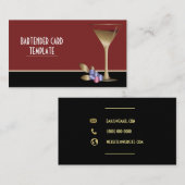 金ゴールドメタリックカクテルガラス 名刺 (正面/裏面)