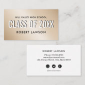 金ゴールドメタリッククラス卒業名ソーシャルアイコン 名刺 (正面/裏面)