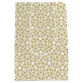 金ゴールドメタリッククリスマススターイエローパターン ミディアムペーパーバッグ (裏面)