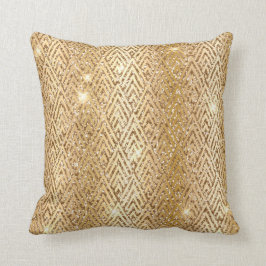 金ゴールドメタリックグラデーション&グリッターグラムアールデコ クッション