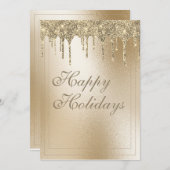 金ゴールドメタリックグリッタードエレガントリップクリスマス シーズンカード (正面/裏面)