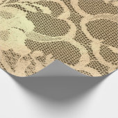 金ゴールドメタリックシャンパンラグジュアリーフローラレースブロンズ ラッピングペーパー (角)
