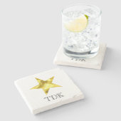 金ゴールドメタリックスタイリッシュスパーソナライズされたカスタム星 ストーンコースター (横)