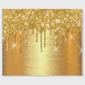 金ゴールドメタリックスパークリーグリッターブライダル結婚ズ ラッピングペーパー (フラット)