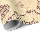 金ゴールドメタリックセピアラグジュアリーフローラレースブルゴーニュ ラッピングペーパー (ロールコーナー)