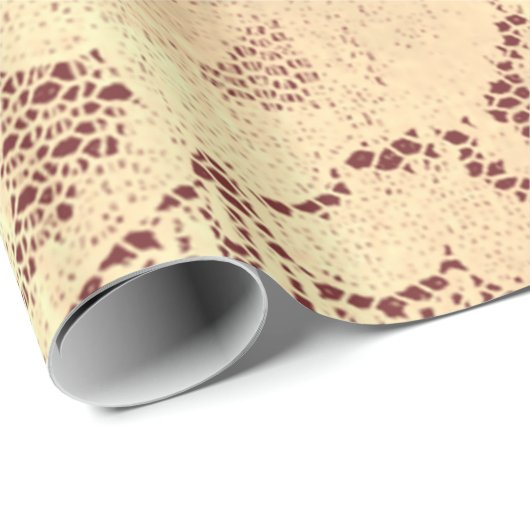 金ゴールドメタリックセピアラグジュアリーフローラレースブルゴーンドルクス ラッピングペーパー (ロールコーナー)