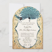 金ゴールドメタリックダマスピーコック 招待状 (正面)