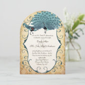 金ゴールドメタリックダマスピーコック 招待状 (スタンド正面)