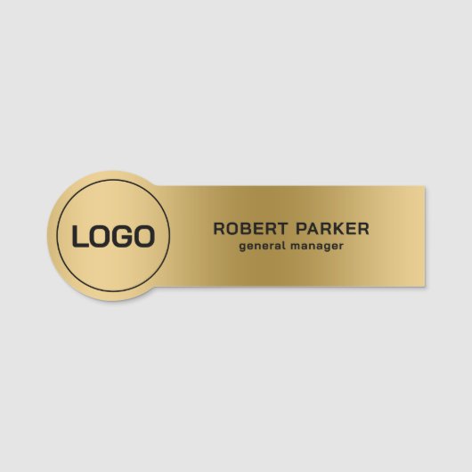 金ゴールドメタリックテクスチャロゴ 名札 (正面)