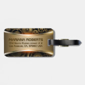 金ゴールドメタリックテクスチャ背景荷物タグ ラゲッジタグ (裏面横)