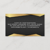 金ゴールドメタリックトラックロゴ | ブラックメタルジオメトリ 名刺 (裏面)